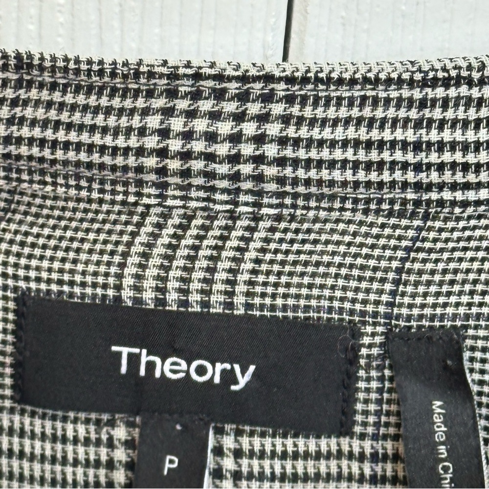 Theory Orvinio Pinedale Grey Glen Plaid Wool Blend Blouse Size P EUC - Picture 3 of 8